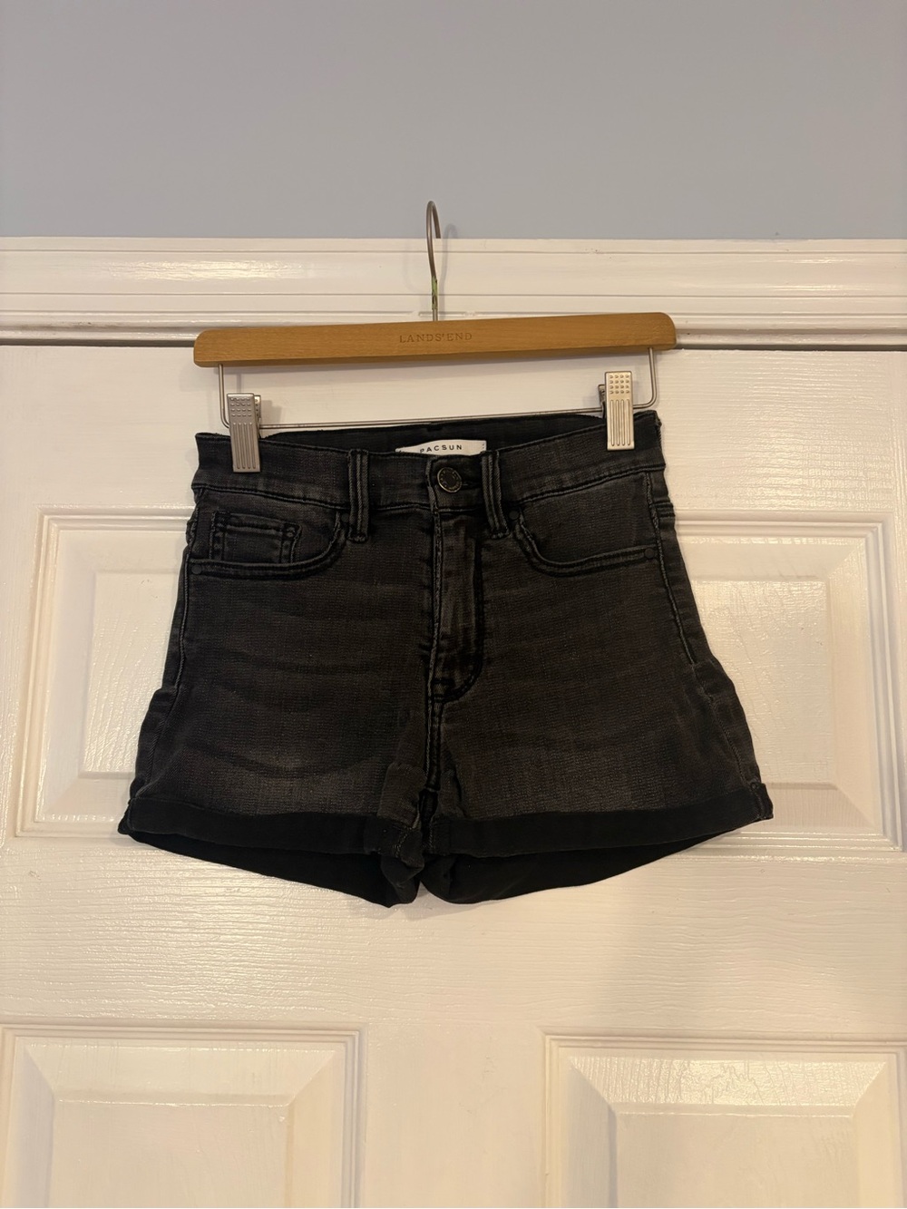 PacSun Washed Black High-Waist Denim Shorts